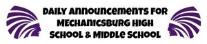 Daily Announcements for McBurg High School & Middle School